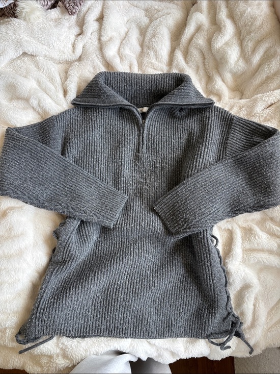OAK + FORT Sweaters - OAK + FORT Ribbed Half-Zip Sweater — Charcoal